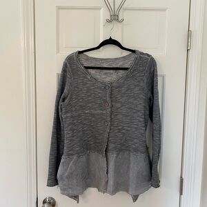 Luukaa Gray Peplum Long Sleeve Cardigan US 12